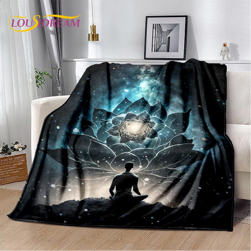 3D Yoga Zen Naturalize Meditation Rainbow 7 Chakra Blanket,Flannel Throw Blanket for Home Bedroom Bed Sofa Picnic Office Hiking