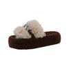 Retro one-pedal fluffy thick-soled slippers women's autumn and winter outer wear fashion slippers women's one-word drag
