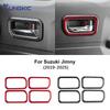Real Soft Carbon Fiber Car Door Inner Handle Frame Trim Sticker For Suzuki Jimny JB64 JB74 2019 2020 2021 2022 2023 2024 2025.