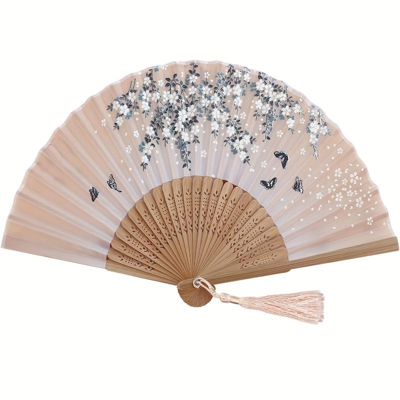 Folding Hand Fan With Tassel Chinese Style Hand Fan For Women Japanese Handheld Fan For Dancing Wedding Decoration Party Favor
