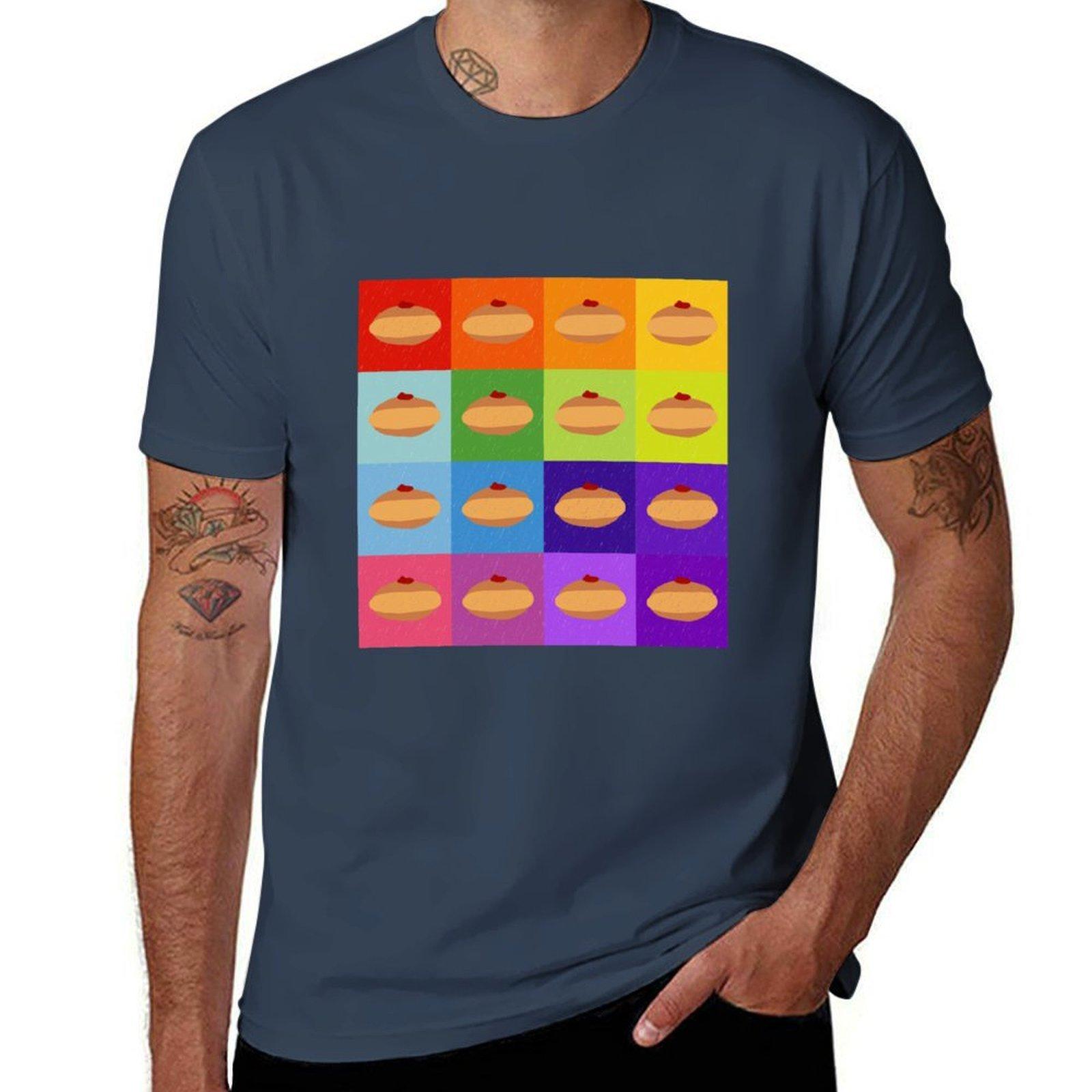 Doughnuts Galore Rainbow Square Print Tshirt Durable Work Wear Tshirt S