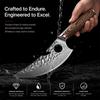 Hand Forged Kitchen Prep Knife Hammered Texture Steel Blade Ergonomic Wooden Handle Household Cooking Knife for Daily Meat and Food Preparation