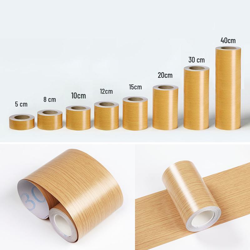 Wood Grain Self-Adhesive Veneer: 10m Decorative Strip for Covering Blemishes and Holes On Floors, Doors, and Furniture.