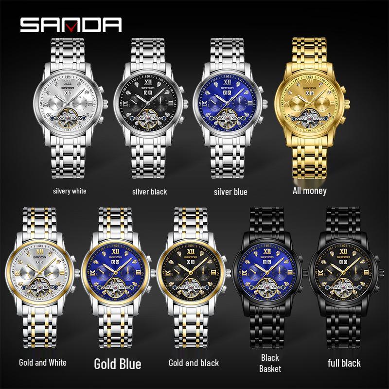 Sanda Men's Automatic Tourbillon Watch with Calendar - Trendy and Cool Design