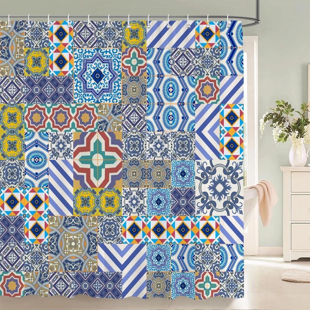 3D Printing Indian Boho Shower Curtain Bathroom Curtains With Hooks Bohemian Mandala Waterproof Fabric Bathtub Decor Screen