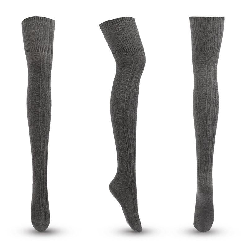 Women Thigh High Socks Extra Long Cotton Knit Warm Thick Tall Long Boot Stockings Leg Warmers Winter Fashion GZW