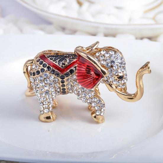 Rhinestone Elephant Keychain Alloy Good Luck Keychain with Keyring Sparkling Elephant Keychain Bag Charm Gift for Men Women