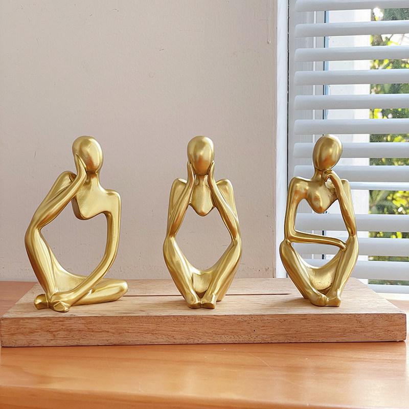 Korean Style Abstract Thinker Resin Figure Ornament for Home Décor and Photography Props