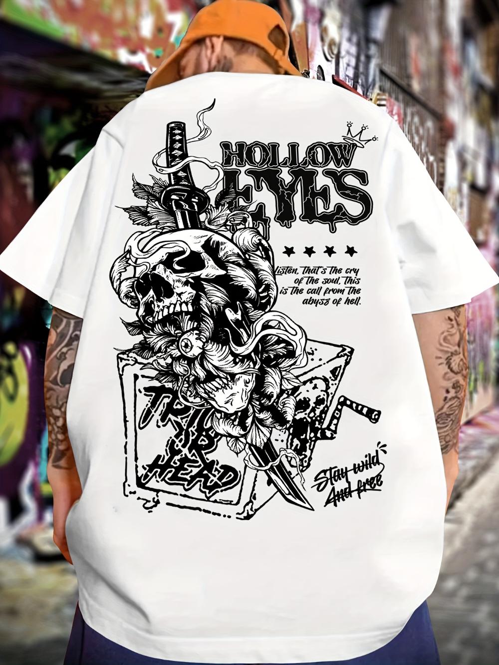 

Men s Y2K Abyss Skull Print T-Shirt Clothing Graphic Short Sleeve Shirt Men Women for Spring and Summer S разноцветный