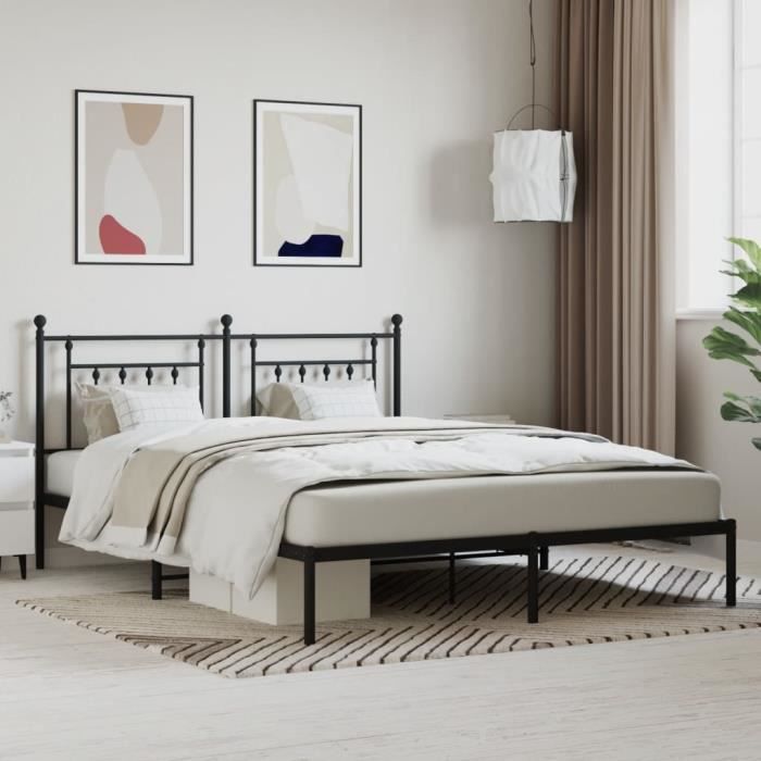 VidaXL Cadre de lit métal avec tête de lit noir 183x213 cm 353542
