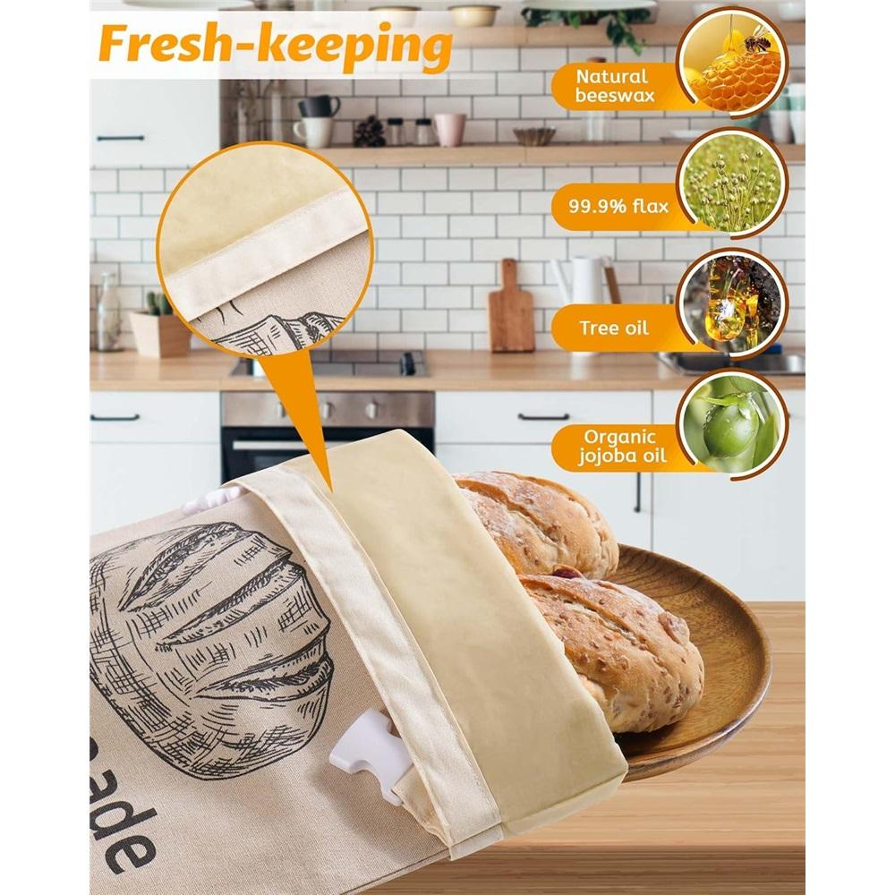 1 Packung Bienenwachs Brottaschen für Sauerteig, Wiederverwendbare Bio-Leinen Bienenwachs Brottasche für Hausgemachten Sauerteig 17 x 12,6 Zoll Lebensmittelaufbewahrung Stofftasche