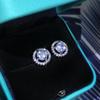925 Sterling Silver High-End Fashion Jewelry White Zircon Round Earrings Exquisite Diamond-Studded Crystal Earrings Ladies Party