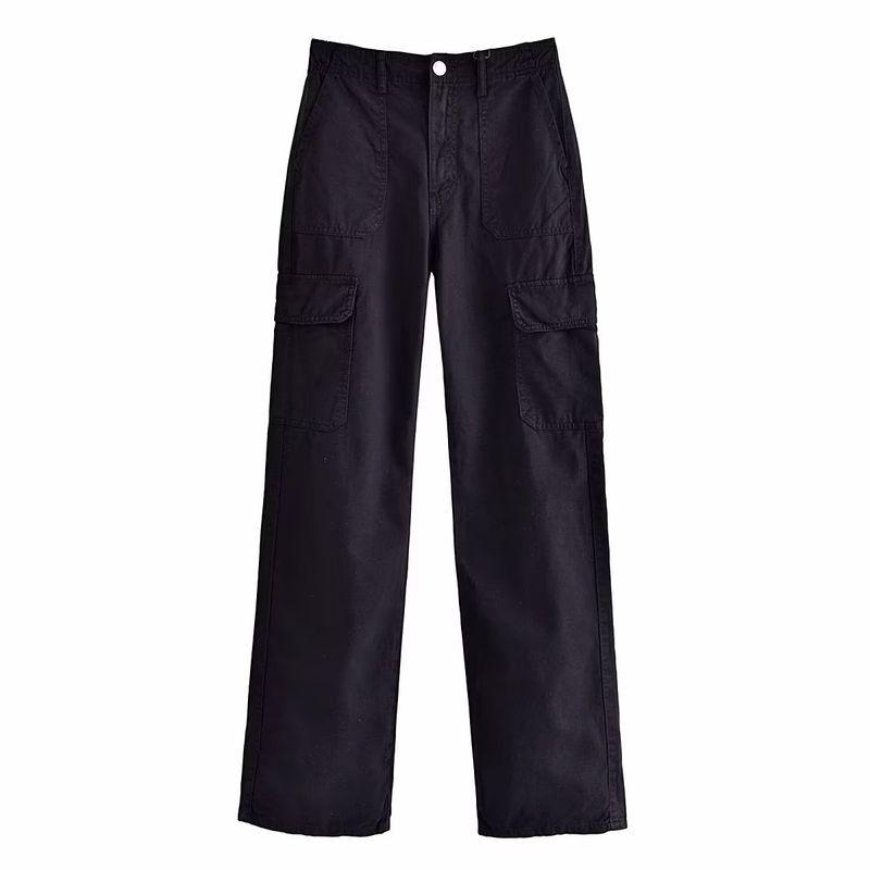 Kaslead Fashion Wind High Waist Straight Cargo Pants