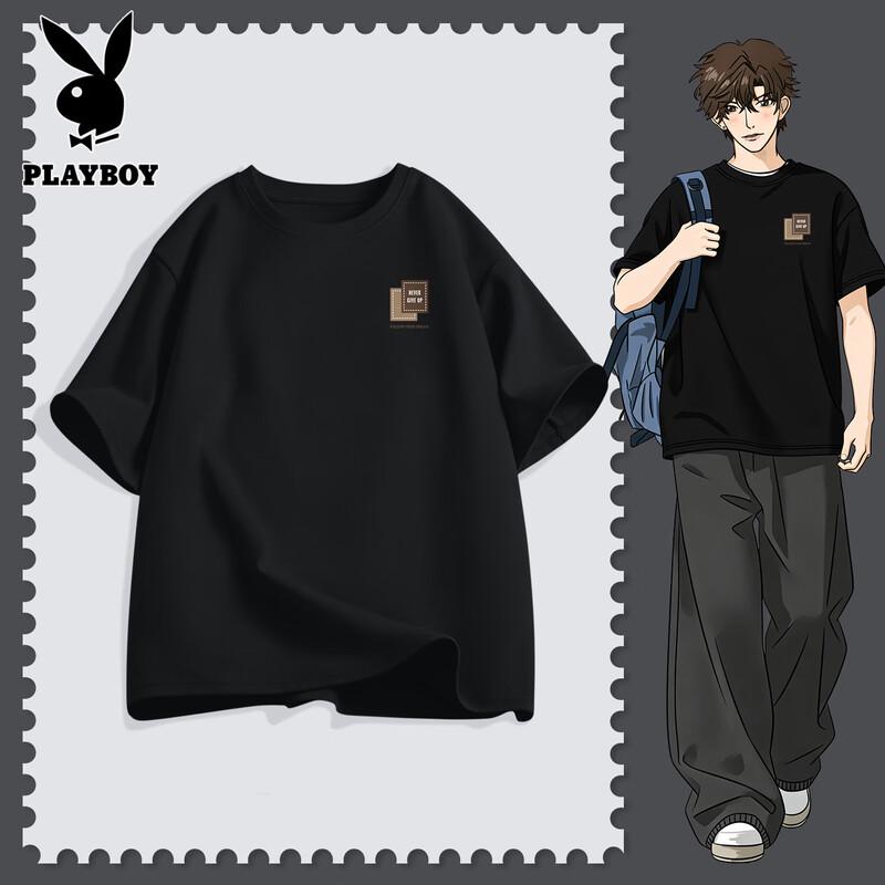 

PLAYBOY Men s 2026 Summer Cotton Breathable Loose Fit T-Shirt L