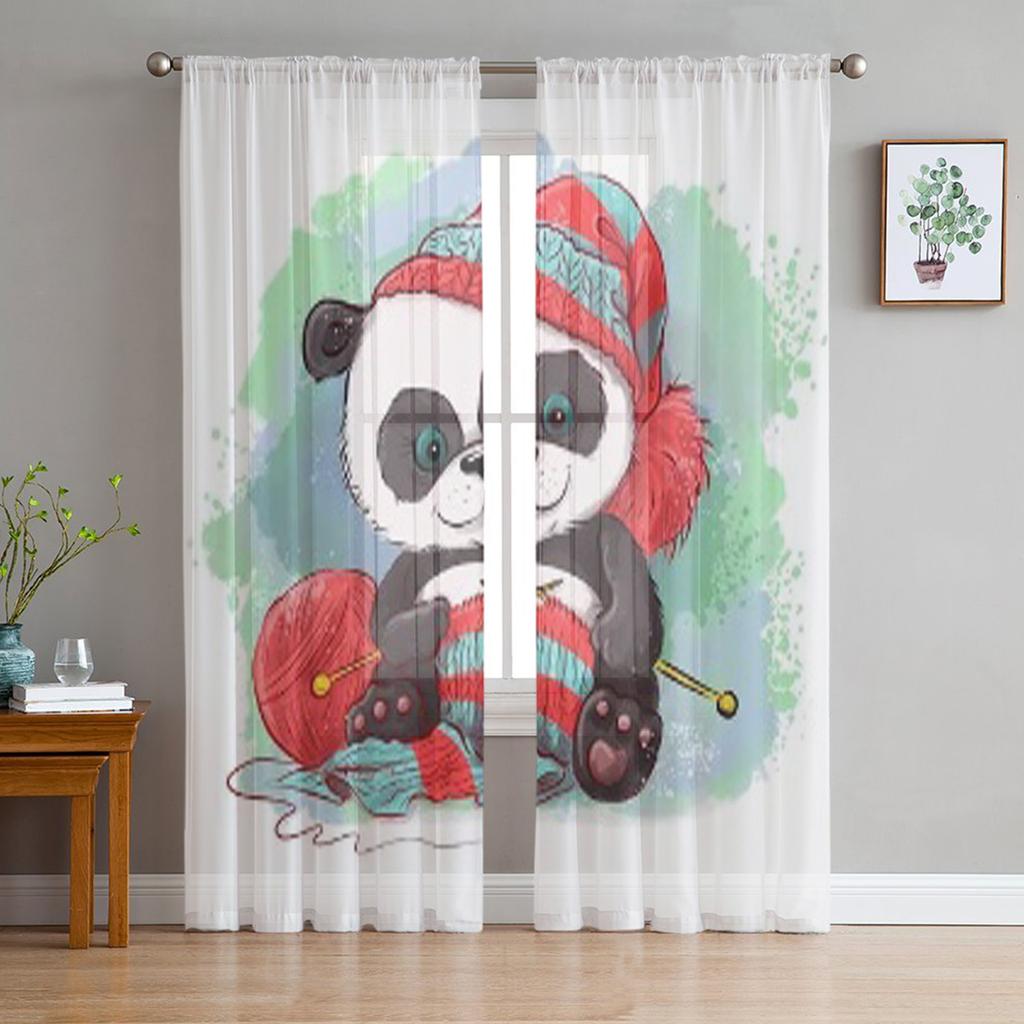 Luxury Tulle Curtains Summer Flamingo Tropical Living Room Kitchen Chiffon Curtain Youth Bedroom Sheer Floor Valance Curtain