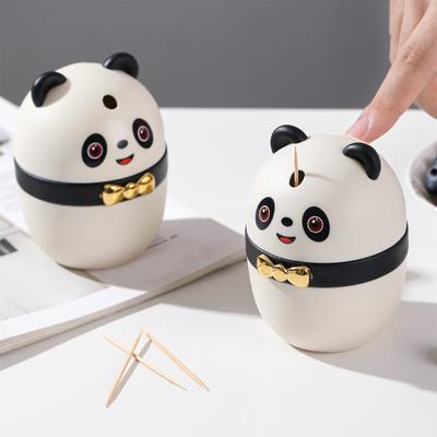 Panda Style Toothpick Box Featuring Press Function for Effortless Use Sturdy Toothpick Dispenser Ideal for Animal Lovers