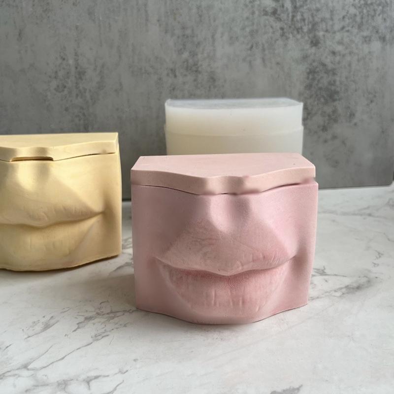 Geometric Lip Cup Shape Flower Pot Cement Silicone Mold Plaster Succulent Flower Pot Decoration Planting Potted Mold