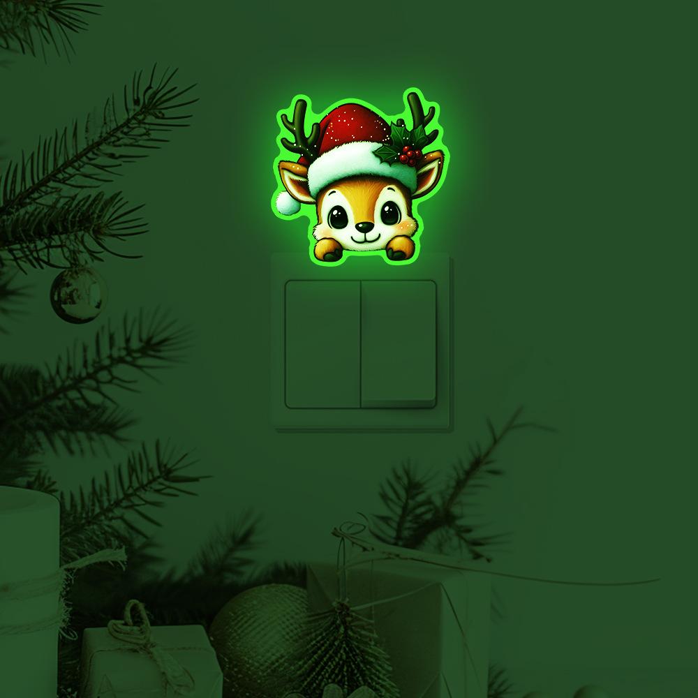 Cartoon Cute Little Deer Christmas Atmosphere Home Switch Decoration Stickers