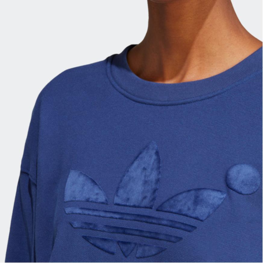 Adidas Originals Blue Version Crew Sweatshirt Logo Print Long Sleeve Round Neck Women Sweatshirt IB4551
