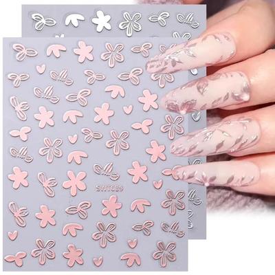Nail Sticker with Gold Hot Stamping, Three Color Leaf Painting, Hollowed Out Flower, Black and White Star, Nail Back Adhesive Sticker
