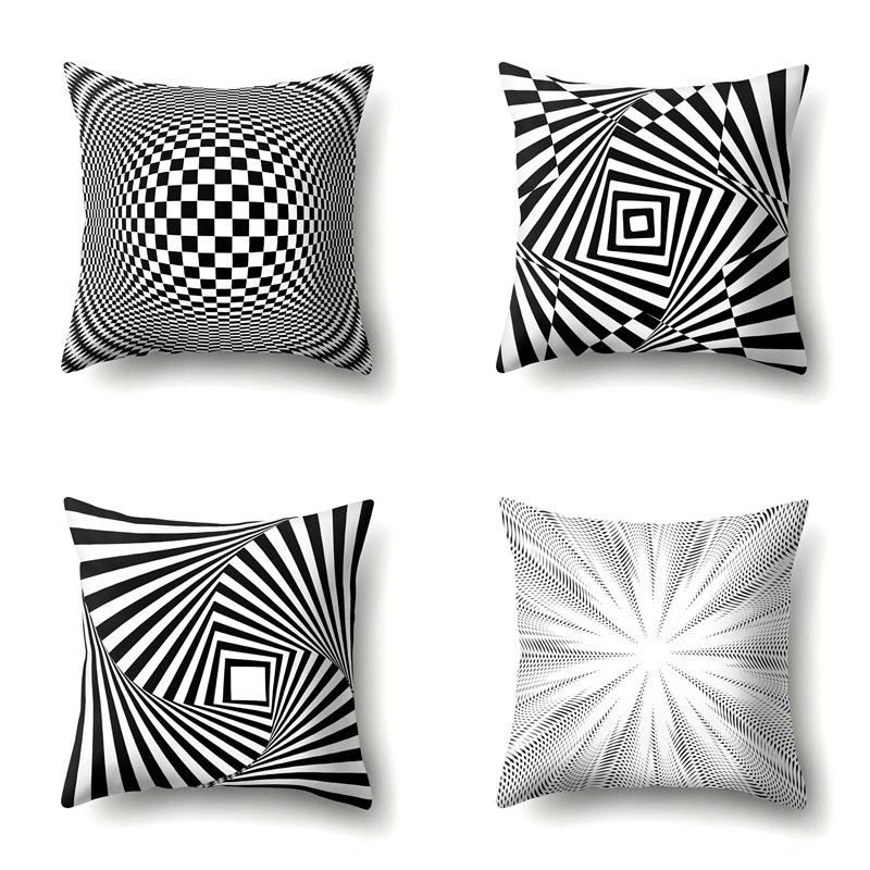 Gray Nordic Retro Ins Light Luxury Polyester Pillowcase Car Decoration Home Printed Waist Rest Pillowcase