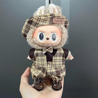 Kompatibel mit 17cm (6,7 in) POP MART Labubu Puppen, Klassisches Set mit Karomuster(Keine Puppe enthalten) (4)