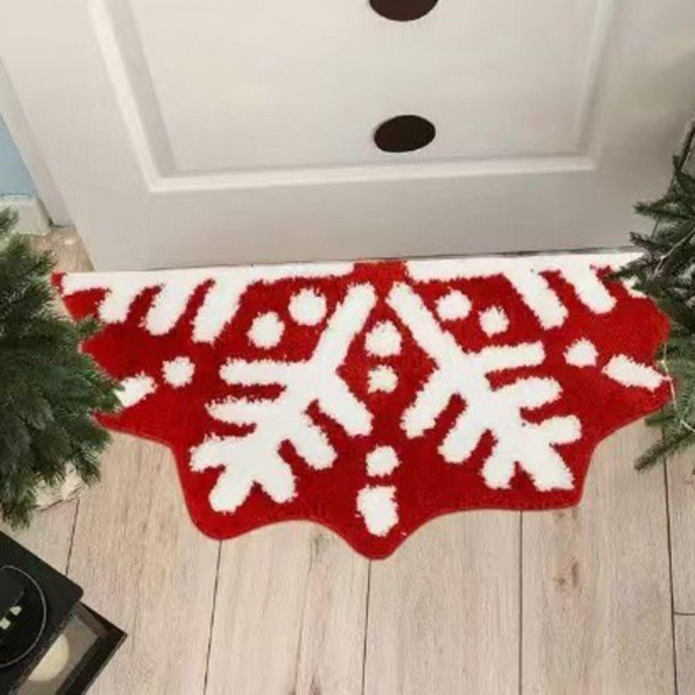Cartoon Christmas Carpet Xmas Tree Shape Non-Slip Backing Bedroom Rug Soft Imitation Cashmere Bed Side Carpets Household Use