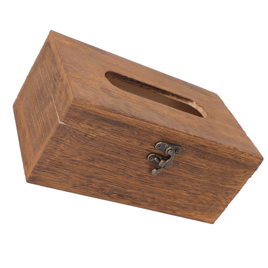 Vintage Wooden Tissue Box Decorative Retro Napkin Box Paper Towel Storage Case for Home Massage Shop