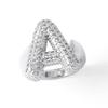 Letter Design Ring with Clear Stone Detail, Copper Base Fashion Jewelry for Daily Outfits, Party Styling and Gifts