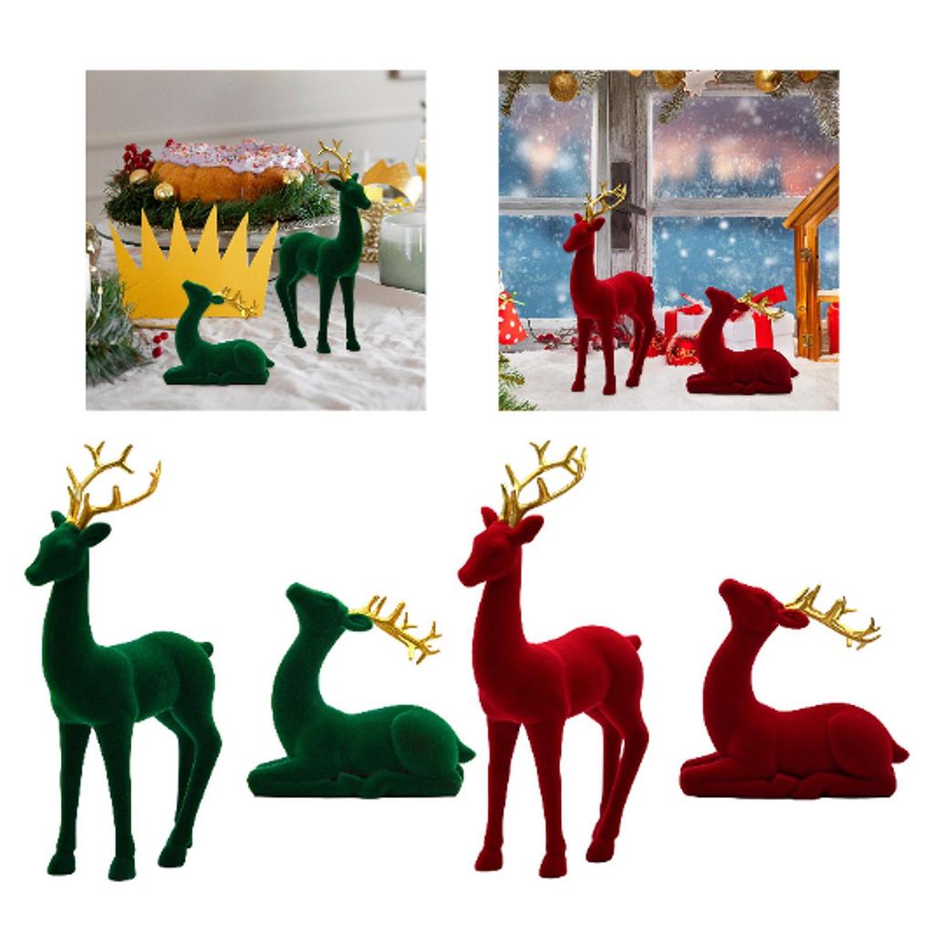 Reindeer Figurines Tabletop Ornaments Resin Christmas Decor Creative Modern Elk Sculptures for Farmhouse Desktop Office Gifts