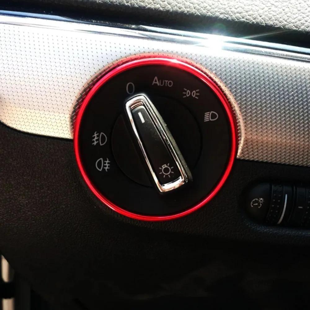 Golf Jett MK5 MK6 Passat B6 B7 CC Touran Tiguan Headlight Switch Trim Ring Durable Aluminum, Colorful Decorative Trim for Car Interior, Car Accessory