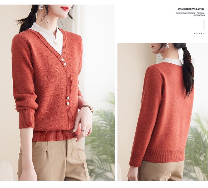 Mom's Winter Qipao-Style Two-in-One Velvet Sweater for Middle-Aged Women