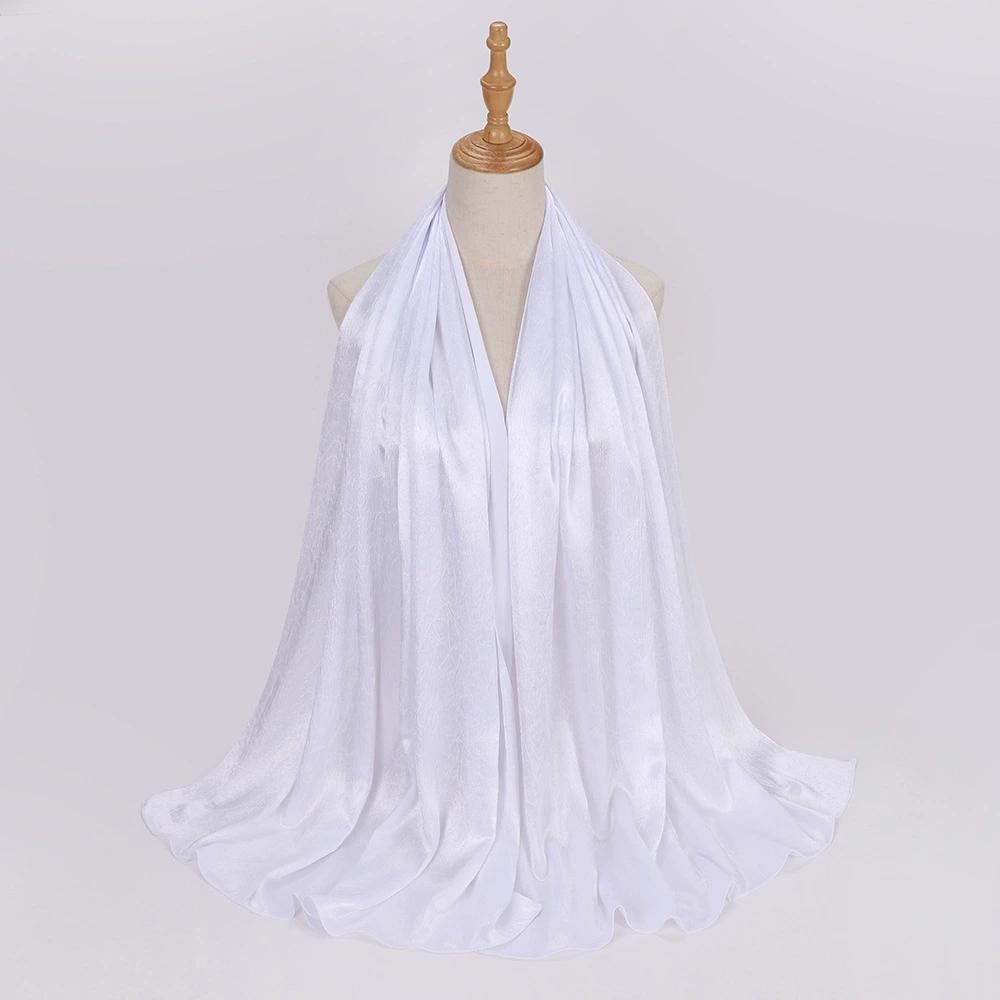 Woman Malaysia's Model Imatation Silk Smooth Satin Long Scarf Head Cover Muslim Hijab Shawls Lady Turban