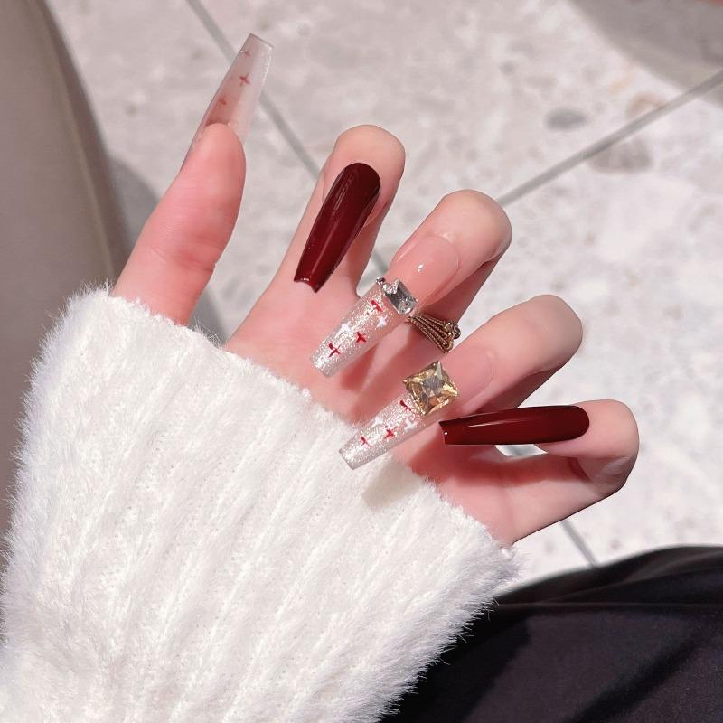 Cat's Eye Wearing Nail Pure Hand-made Nail Piece Fake Nail Wearing Nail Piece Advanced Sense Thin Dog Long