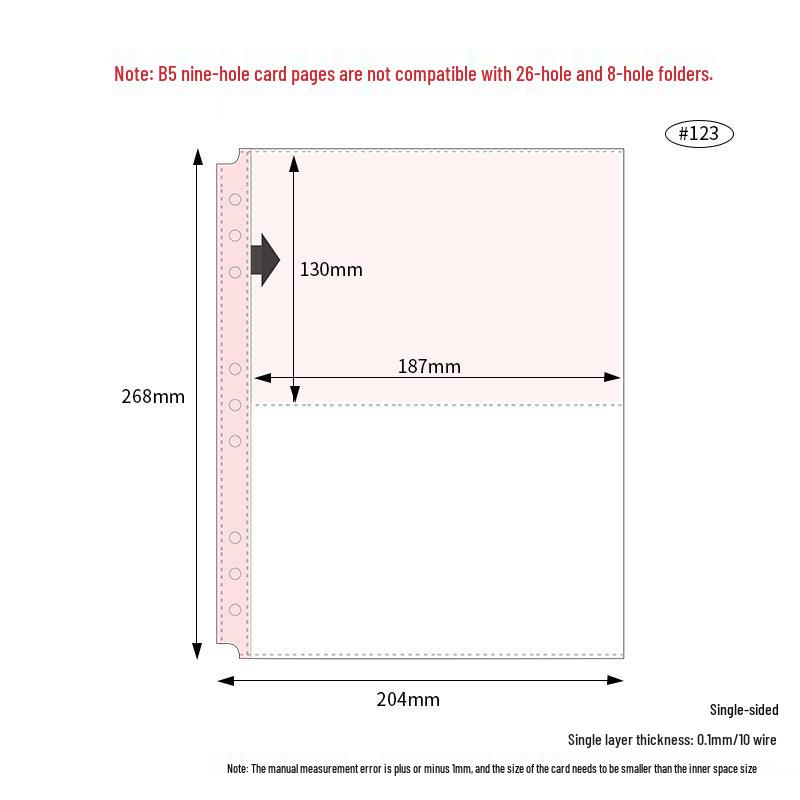 B5 Card Album with PP Transparent Inner Pages: Loose-Leaf with 1, 2, or 4 Pockets, 9-Hole Refill for Idol Card Storage