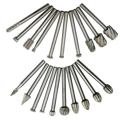 Set di 20 frese rotanti in acciaio rapido con gambo da 3 mm, per sbavatura, lucidatura, punte per accessori Dremel, frese rotanti da 39 mm