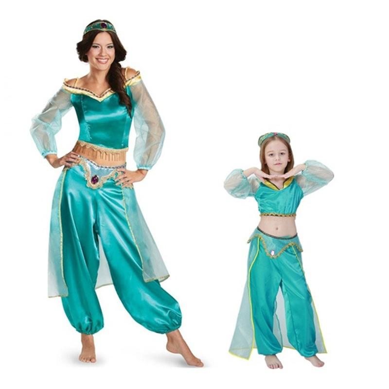 Princess Aladdin Halloween Jasmine Adult Ladies Suit Cosplay Dress Costume Set