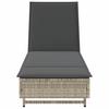 Sun Lounger with Wheels and Cushion Light Grey Poly Rattan
