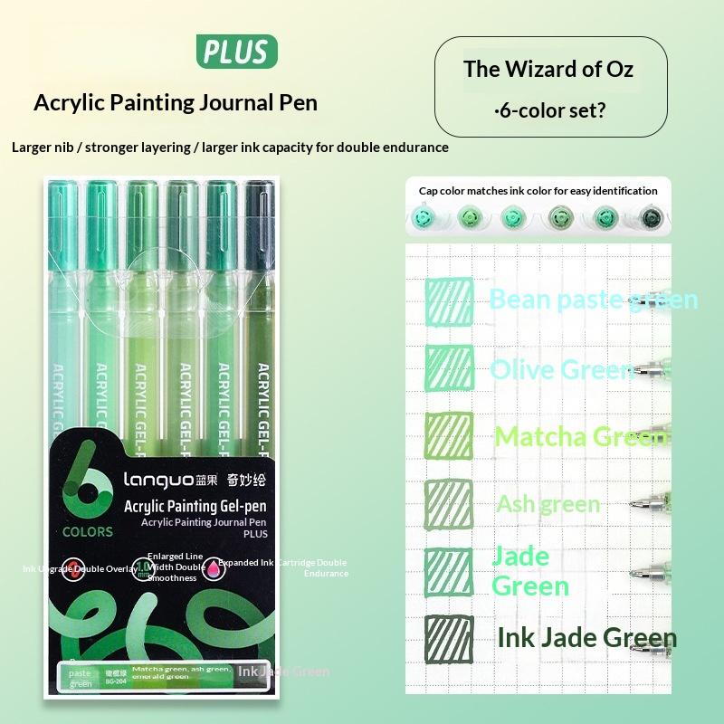 6 Colors Gel Pens Set Acrylic Painting Handbook Marker 1 Set Fine Tip Smooth Writing For School Art Office