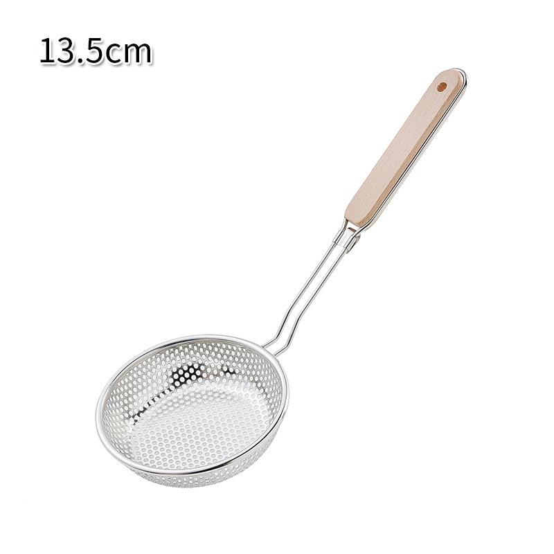 Stainless Steel Handhold Frying Skimmer Wooden Handle Fine Mesh Skimmer Spoon for Cooking Multifunctional Kitchen Accessories