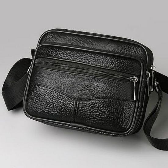 

Чоловіча вертикальна сумка через плече зі шкіри корови - Бізнес-кежуал сумка на одне плече