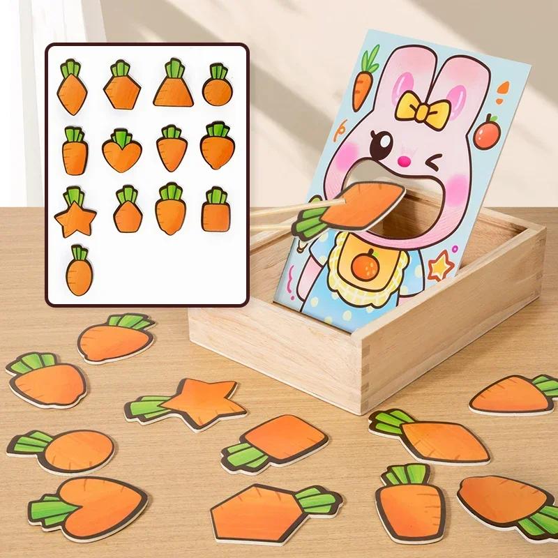 Non-Toxic Montessori Parent-Child Interaction Play House Simulation Rabbit Feeding Game Early Educational Fine Motor Educational Toys Gift