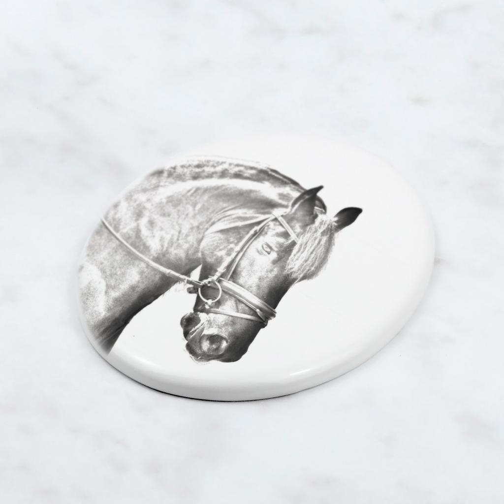 Friesian horse I - commemorative plaque with a photo of a horse, tombstone plaque with a print, personalized oval plaque by Art-Dog brand