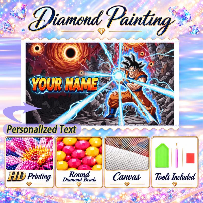 Personalized Dragon Ball Goku Diamond Art Custom Name 5D Diamond Painting Full Drill DIY Craft