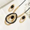 Creative Exaggerated Multi-layer Oval Ring Pendant Necklace Earring Set for Women Fashion Party Jewelry Sets Accessories Gifts