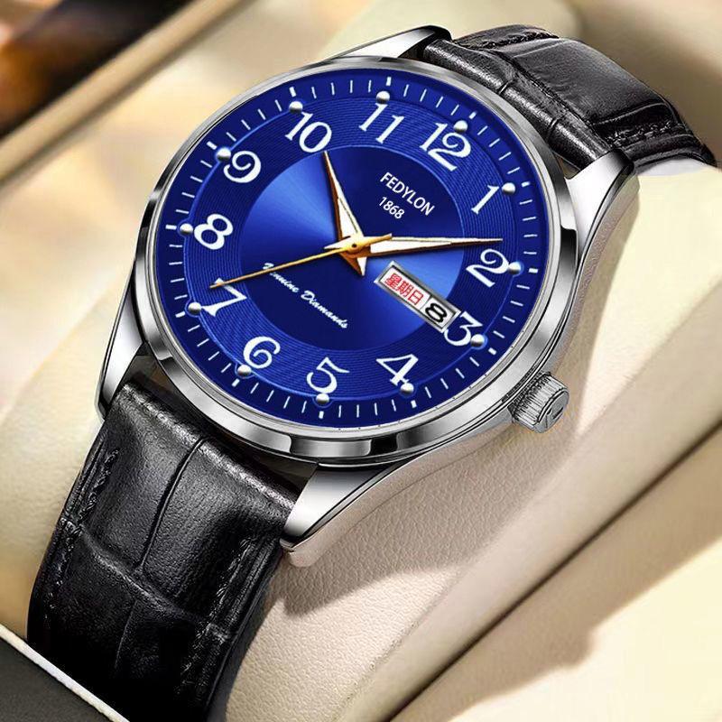 Ceas cu Mișcare Quartz Complet Automată pentru Bărbați, Luminos, Calendar, Rezistent la Apă, Ceas de Afaceri din Oțel pentru Persoane de Vârstă Mijlocie și Vârstnice
