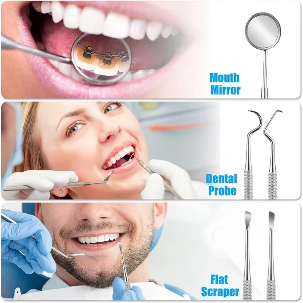 7/8Pcs Stainless Steel Dental Cleaning Tools with Storage Box Tongue Scraper  Adult