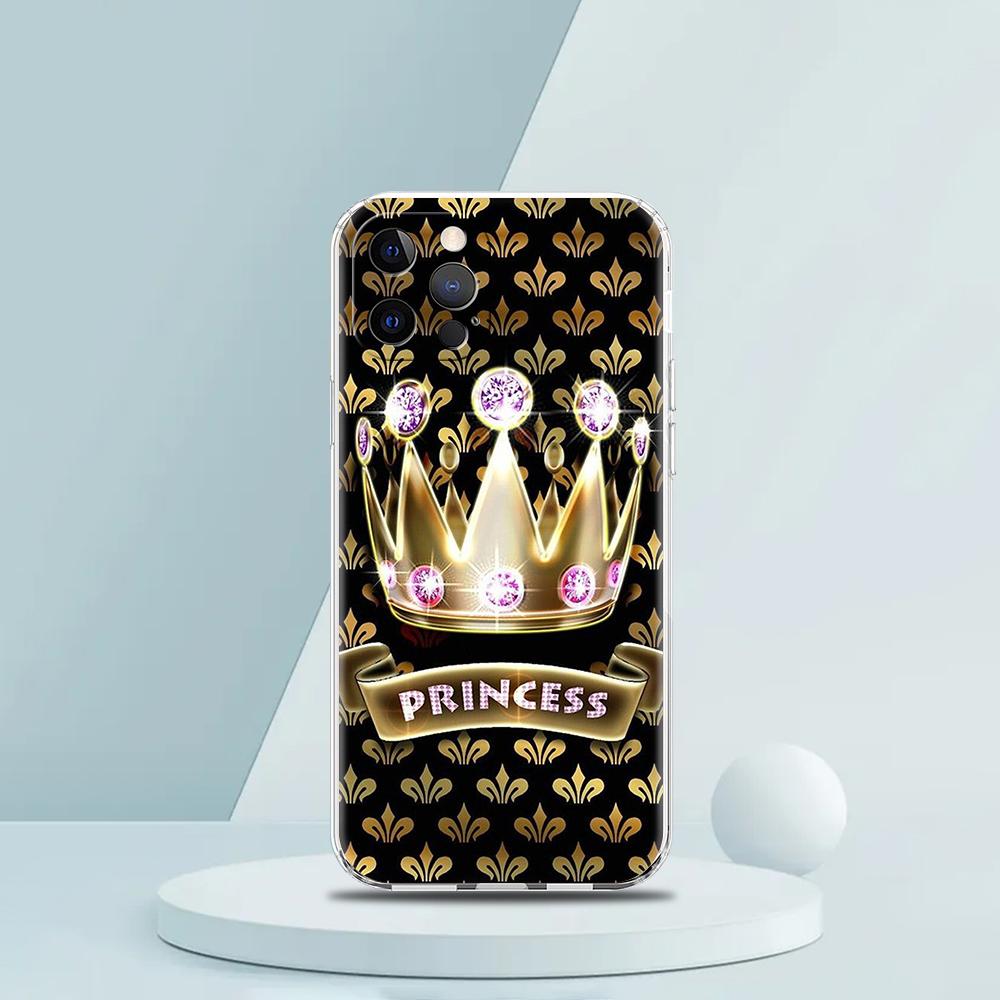 Diamond Crown Phone Case for iPhone 16 15 14 13 12 Pro Max Transparent Soft for iPhone 11 Pro Max 7 8 Plus XS XR Shell Bag