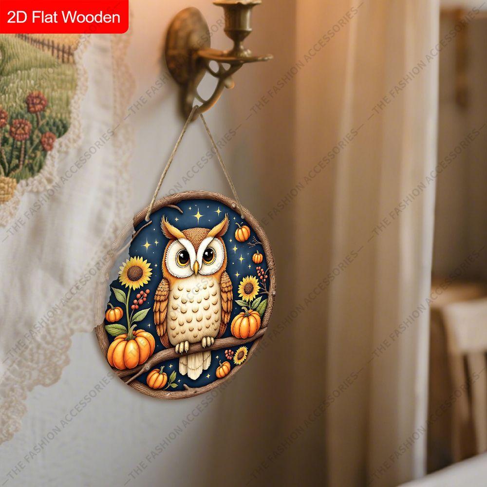 2D Plane Hanging Decorative Signs, Interior Wall or Door Decoration, Garden Decoration, Owl Pattern, Interesting Gifts for Family and Friends