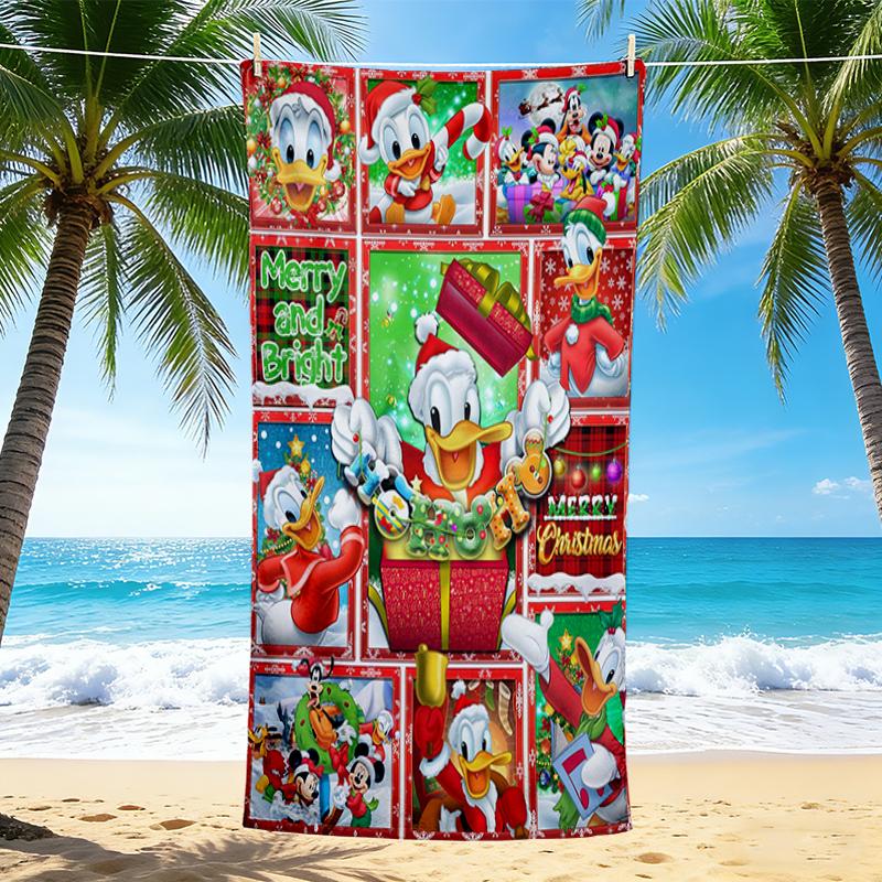 1Pc Christmas Duck Tales Compilation Beach Towel, Quick Dry, Multi-Use for Beach Pool Gym Yoga Home Travel, Christmas, Halloween, Xmas Gift S929167